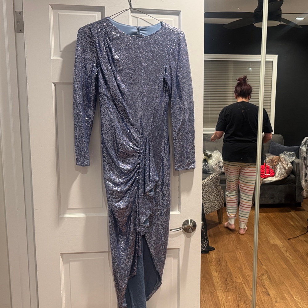 Zara Shimmering Blue Sequin Dress
